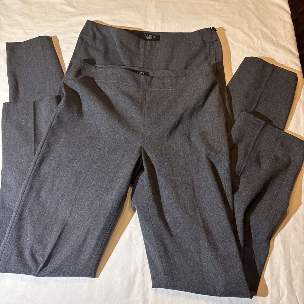 Talbots Dress Pants Lot 2 Heritage & Classic Slim Side Zip Gray Trousers Size 6P